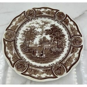 J&G Meakin Americana Brown Transferware 10 Inch Dinner Plate Style House England